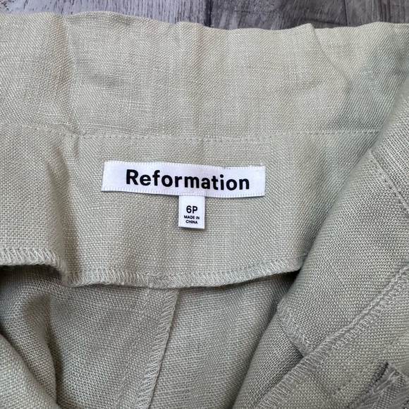 Reformation Paros Linen High Rise Cropped Pants in Oatmeal 6 Minimalist Women’s - Picture 5 of 12